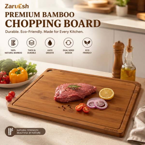 Extra Large Bamboo Chopping Board 17x12 Inch for Meat & Vegetables